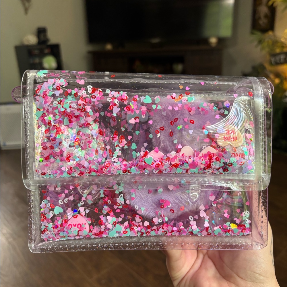 Electric Bubblegum conversation hearts clutch Valentine’s Day date night